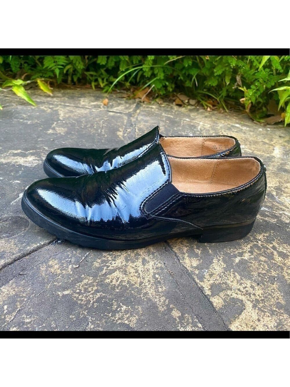 Naturalizer Black Patent Leather Geraldine Slip-On Loafers Sz 6.5/36.5 Flex.